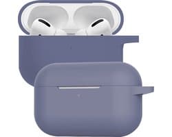 Case - Geschikt voor Apple AirPods Pro 2 - Siliconen Hoes met Clip - Silicone Hoesje Cover - Grijsblauw