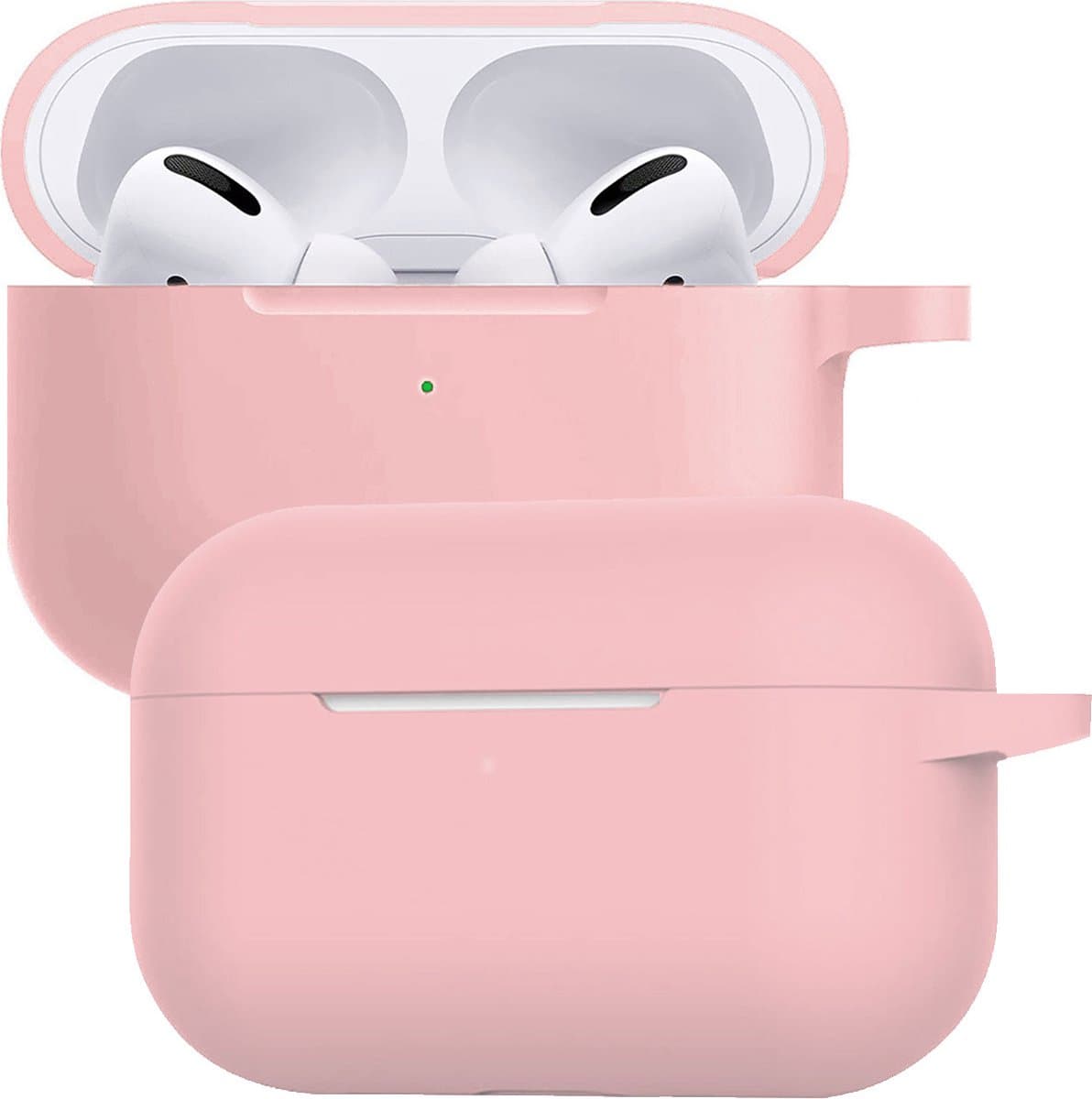 Case - Geschikt voor Apple AirPods Pro 2 - Siliconen Hoes met Clip - Silicone Hoesje Cover - Lichtroze — afbeelding 1