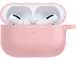 Hoesje - Geschikt voor Apple AirPods Pro 2 - Siliconen Hoes met Clip - Silicone Case Cover - Lichtroze