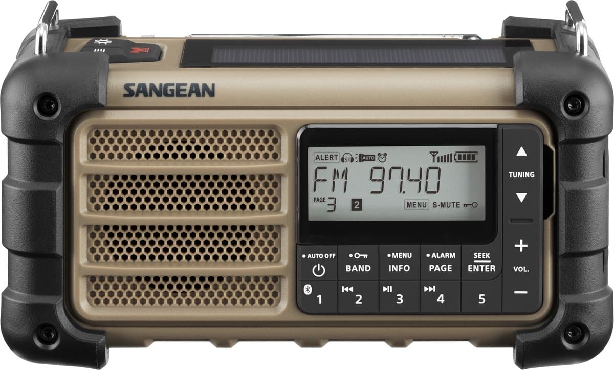 Sangean MMR-99 Desert Tan FM/AM noodradio - Met zonnepaneel, dynamo en zaklamp — afbeelding 1