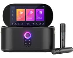 Ikarao Karaoke set voor Volwassenen - Shell S1 - 2 Draadloze Microfoons - 180W - Gratis Karaoke App 6 maanden - HD scherm - Zwart
