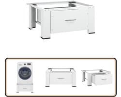 vidaXL Wasmachineverhoger met lade - Wit, 100 kg Wasmachine Verhoger - Wasmachine Stand - Wasmachine Voeten - Wasmachine Verhoogt - Opberglade