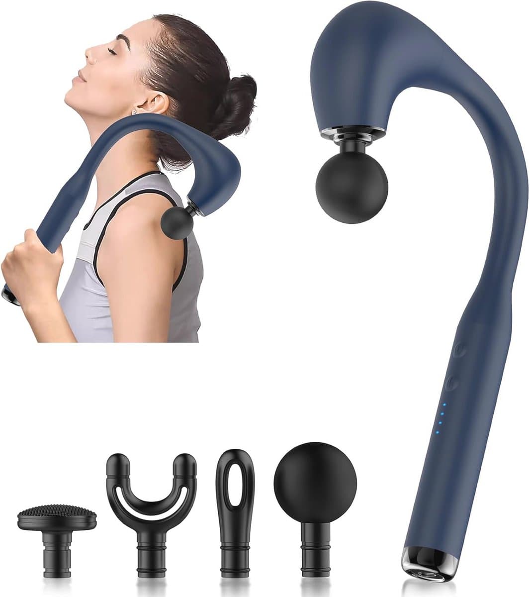 U-vormig massagepistool voor pijnverlichting en spierherstel, ideaal voor rug, nek, schouder en benen — afbeelding 1