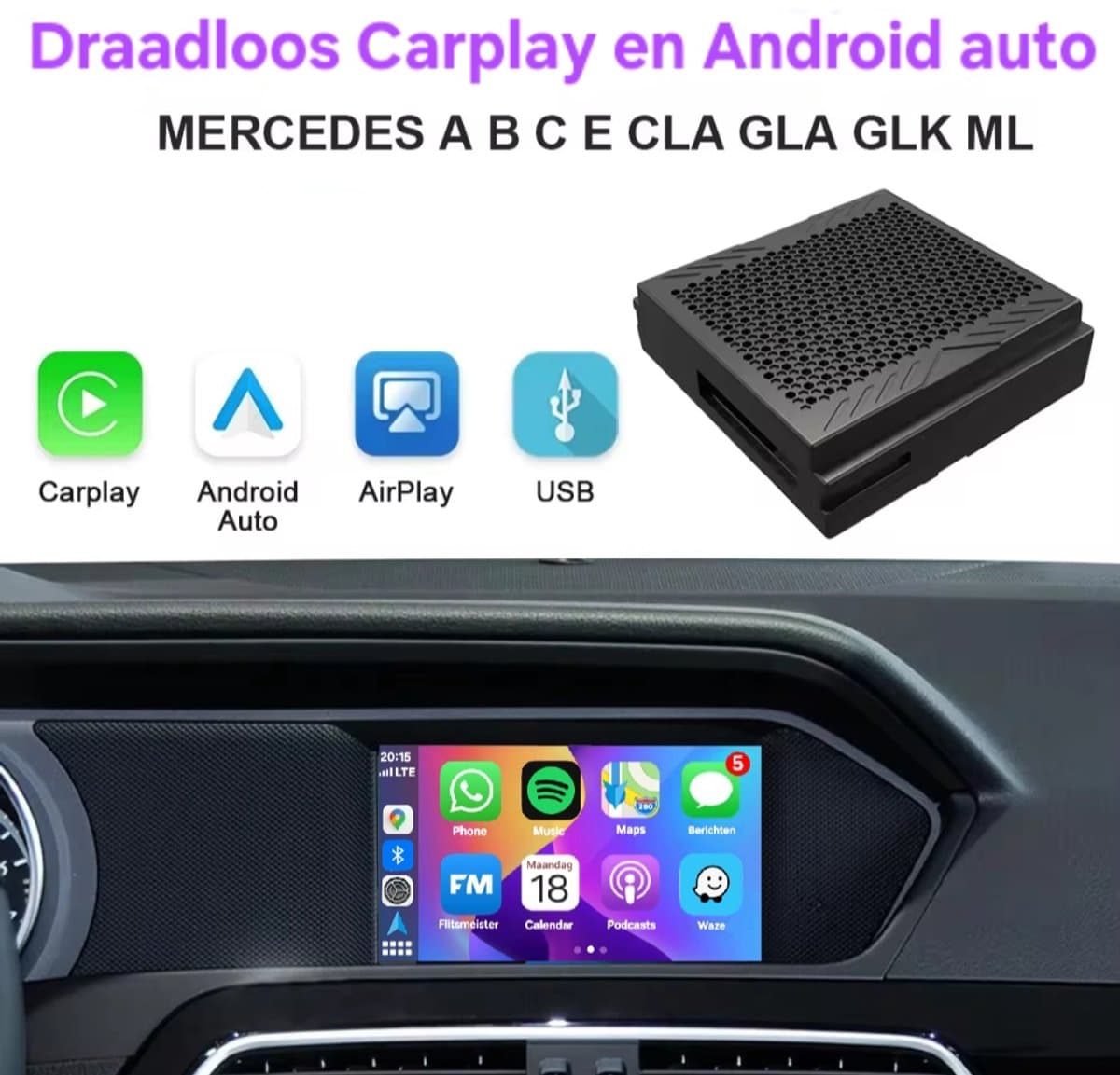 Becker met Carplay en Android auto voor autoradio | Geschikt voor Mercedes 2011 - 2016 | A B C E V Sprinter klasse | 2011 2012 2013 2014 2015 2016 | NTG 4.5 | Radio scherm met Navigatie | 2011 2012 2013 2014 2015 — afbeelding 1