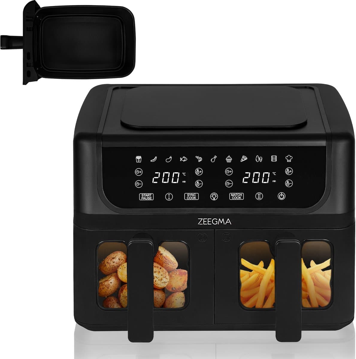 Zeegma Knapper Dual - Airfryer - 9L - 1700 W - 12 frituurprogramma's - Vetvrij Koken - Tefloncoating — afbeelding 1
