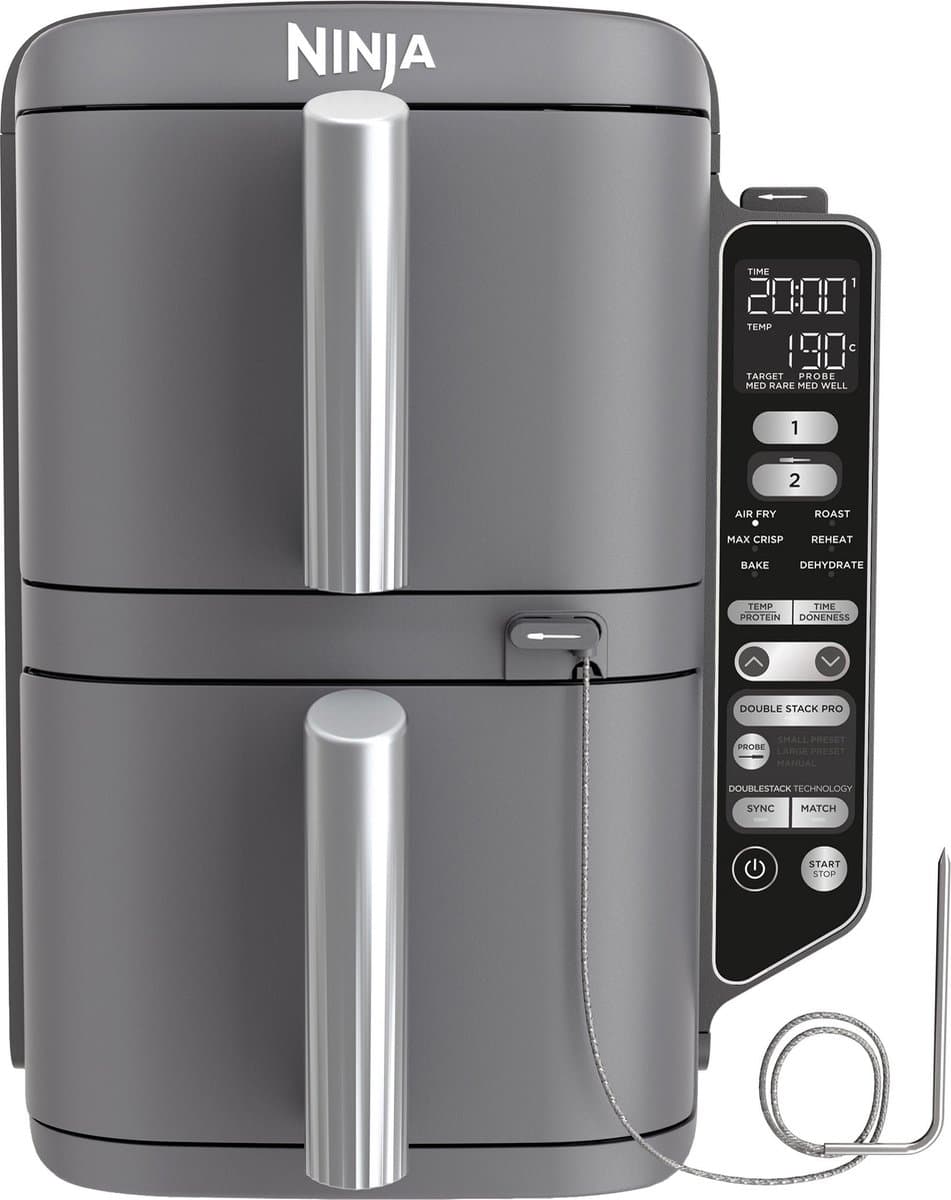 Ninja Double Stack Airfryer XXL - 9.5 Liter - Dubbele Gestapelde Lades - 6 Programma's - Inclusief Digitale Thermometer en Kookrekjes - SL451EU — afbeelding 1