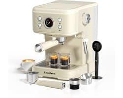 Empstorm Semi‑automatische espressomachine - 20Bar Druk - PID Temperatuurregeling Geschikt voor gemalen koffie & capsules - 1,5L Watertank -wit