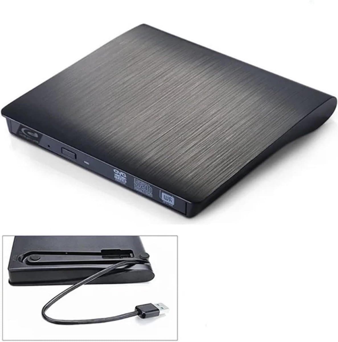 Externe DVD Brander - USB CD Station - Bestanden Archiveren - Verborgen USB Kabel - USB 3.0 - Zwart — afbeelding 1