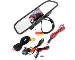Dailygoods - Dailygoody - Mirror Dash Cam - Achteruitkijkspiegelcamera - 4,3 Inch LCD - Nachtzicht - 170° Groothoek - 2-kanaals Ingang - Geschikt voor Auto en