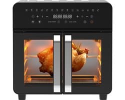 Dubbele Kamer Airfryer - 23L Heteluchtfriteuse met Franse Deuren - 15 Programma's - 2200 W - 12 Accessoires - Verwijderbare Tussenwand voor Kookruimte - 50-200°C