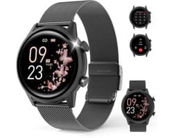 Smartwatch – Nieuw dameshorloge – 1,39-inch scherm – Sporthorloge voor dames – Bellen en gebeld worden – Slaapregistratie en stappenteller – Compatibel met Android 5.0 of hoger / iOS 9.0 of hoger – Zwart – Inclusief 2 horlogebandjes