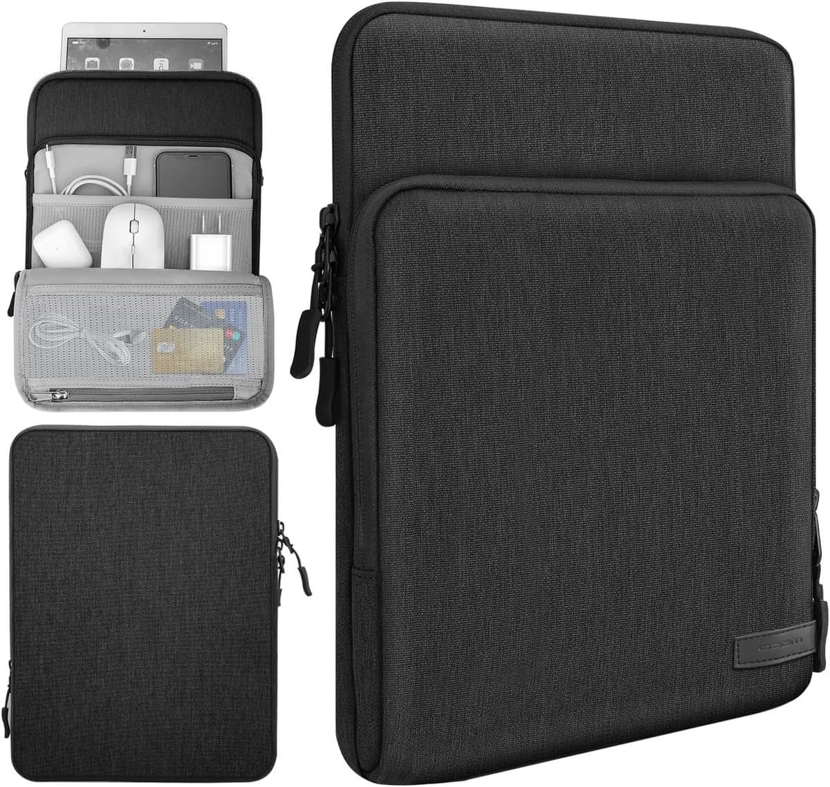 Tabletzak voor 8-9 Inch Tablets met Opbergvakken - Geschikt voor iPad Mini en Galaxy Tab A7 Lite - Zwart en Grijs — afbeelding 1