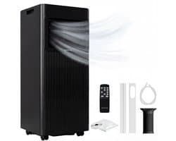 Auronic Mobiele Airco - 9.000 BTU - 3-in-1 - Airconditioning met 2 Raamafdichtingskits - Ventilator - Ontvochtiger - tot 25m² koelen - Zwart