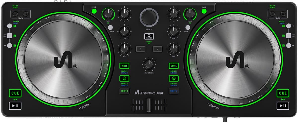 Tiësto The Next Beat SX1 - DJ Controller Set voor Beginners tot Gevorderden - DJ Software App - DJ Gear - 1 Stuk - Zwart — afbeelding 1