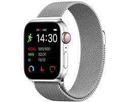 Royal Supplies RF-93 Smartwatch - Smartwatch Heren - Smartwatch Dames - Belfunctie- HD Touchscreen - Horloge - Stappenteller - Bloeddrukmeter - Saturatiemeter - IOS & Android -Screenprotector- Zilver staal