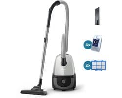 Philips 2000-Serie Stofzuiger met Zak - 900 W – Inclusief 4 Stofzakken en Extra Filter - Compact & Licht - 9 meter bereik - (FC8253/09)