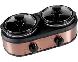 Huishoudelijke multicooker - Mini kookpan - Gezond koken - Dubbele keramische pot - 12L per pot - Zwart