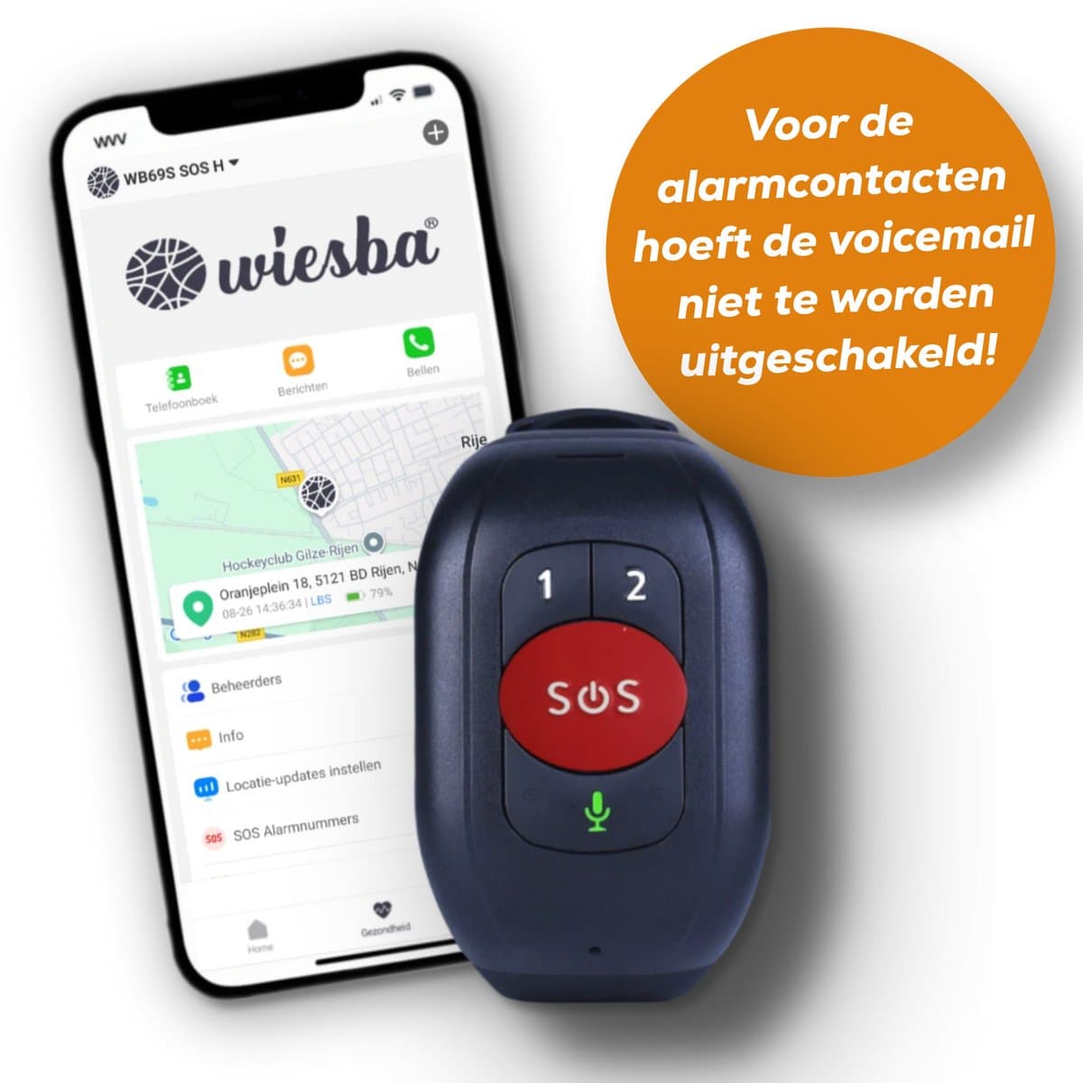Wiesba WB62S SOS-Knop - GPS Horloge Senior - Smartwatch voor Ouderen - Persoonlijke alarmen - alarm horloge ouderen - GPS Horloge Alzheimer - Valdetectie - Persoonlijk alarm — afbeelding 1