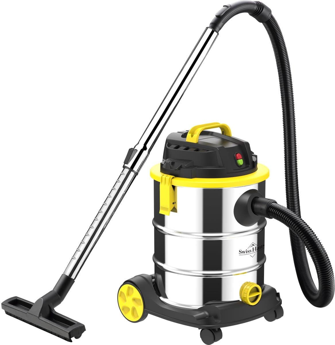 Swiss Haus® WDVC25 Nat & Droog Stofzuiger - 25L - 1200W Nat- en Droogzuiger - RVS Ketel - HEPA Filtersysteem - Blaasfunctie - Waterafvoer - Industriële Bouwstofzuiger - Lugano Collection — afbeelding 1