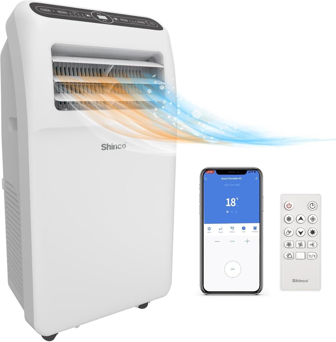 Daity Draagbare Wi-Fi Smart Airconditioner 12.000 BTU – Milieuvriendelijk R290-koelmiddel – 3,5 kW – Vier-in-één functie (koelen, verwarmen, luchttoevoer, ontvochtigen) – Wit — afbeelding 1