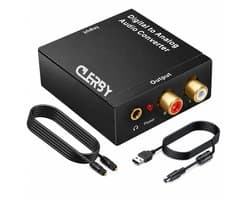 Clerby - Digitaal naar Analoog Converter - 192kHz Audio Adapter - DAC - Coaxiaal naar Analoog - Audioconverter - AUX 3.5mm - Inclusief Optische Kabel en Voedingsadapter