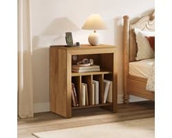 LITTLE TREE Industrieel Landhuis Platenrek - 60 x 40 x 70 cm-Hout Met 4 Ondervakken-Draagkrachtig Bovenblad Voor Audioapparatuur-Multifunctioneel Als Bijzettafel