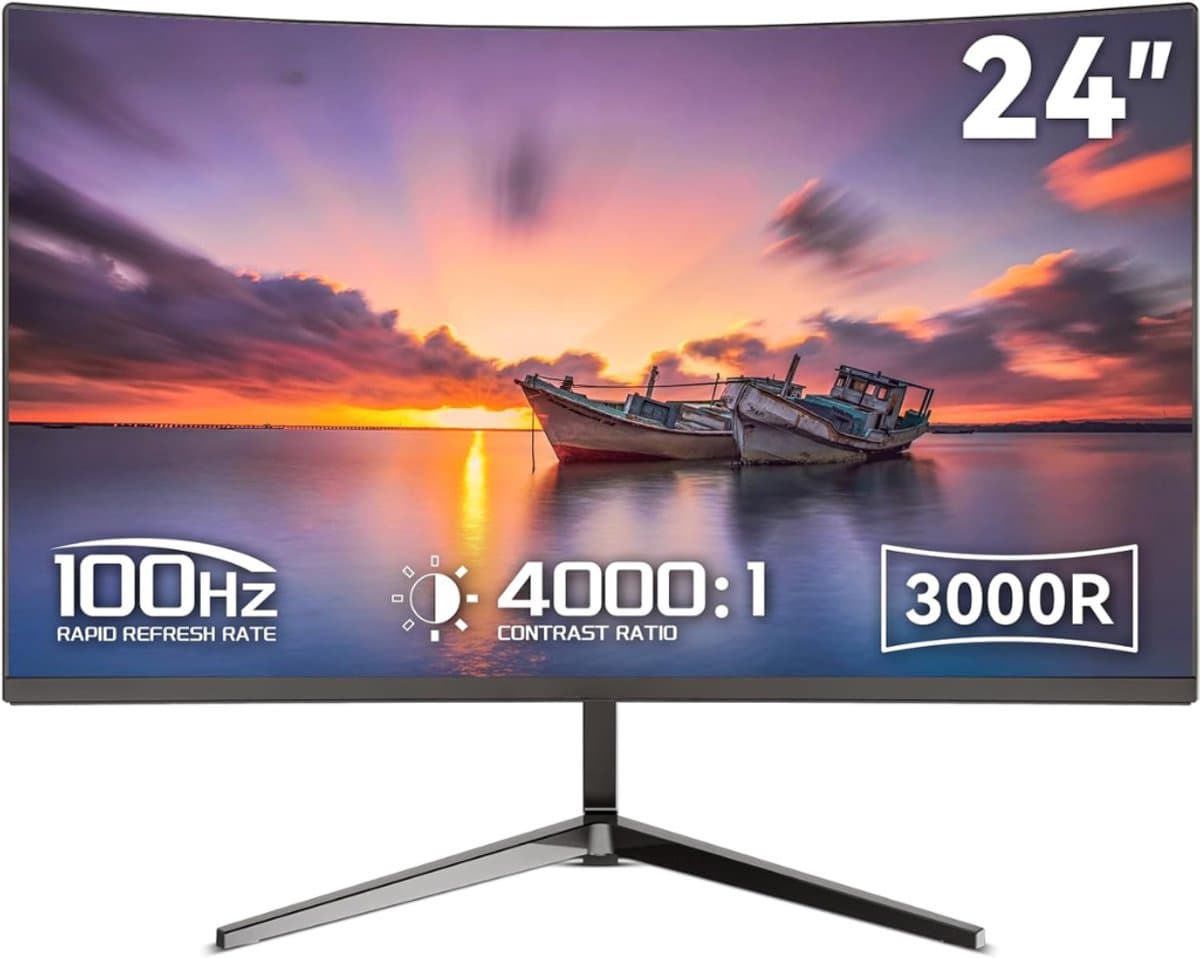 FlexVer® Curved Monitor - Beeldscherm - Computer - 24 Inch - Zwart — afbeelding 1