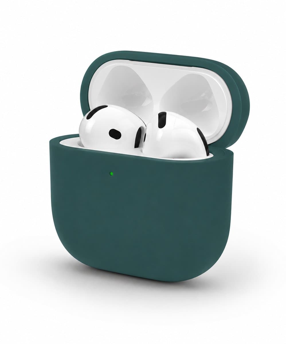 Enluxe Case geschikt voor Airpods 4 – Donker Groen - Premium Siliconen Hoesje, Valbescherming & Spatwaterdicht, Draadloos Opladen Compatibel — afbeelding 1