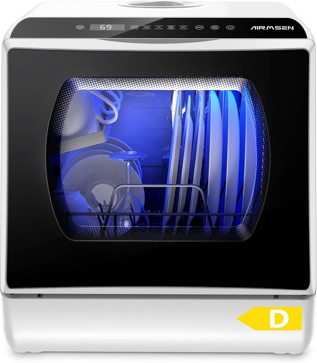 Compacte Vaatwasser - Tafelmodel Afwasmachine - Keuken Reinigen - Dubbele Watertoevoer - 4 Couverts - Wit — afbeelding 1