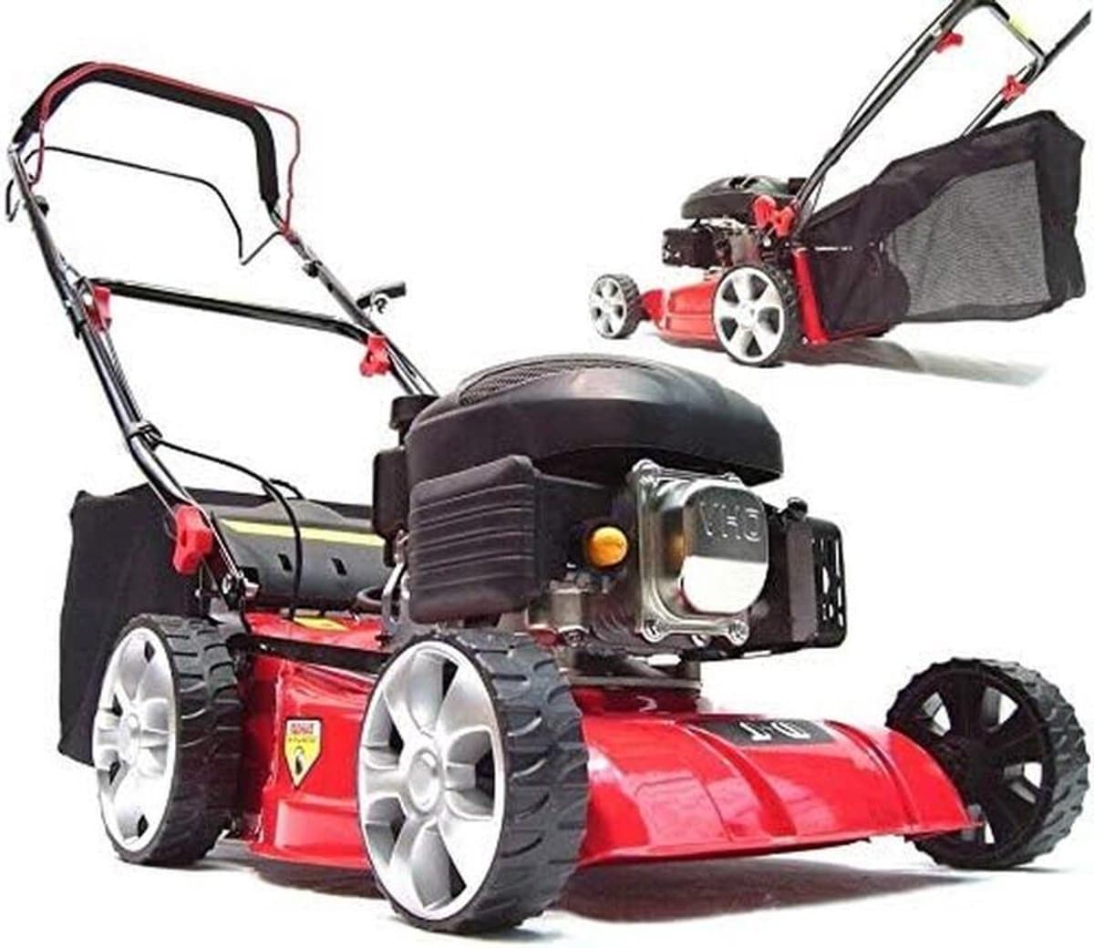 Benzine grasmaaier - Motor maaier - Gazon onderhoud - Zelfaandrijving met Big Wheeler - 41 cm snijbreedte - Rood — afbeelding 1