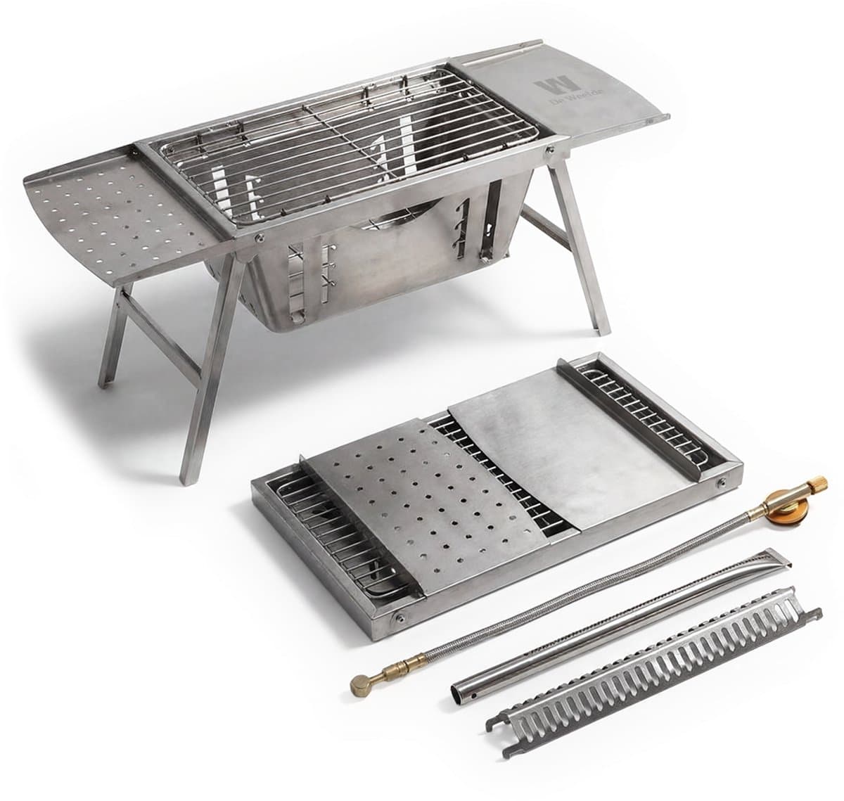 Camping BBQ gas en houtskool (2in1) kleine opvouwbare en draagbare mini barbecue - tafel BBQ / tafelbarbecue - gasbarbecue tafelmodel — afbeelding 1