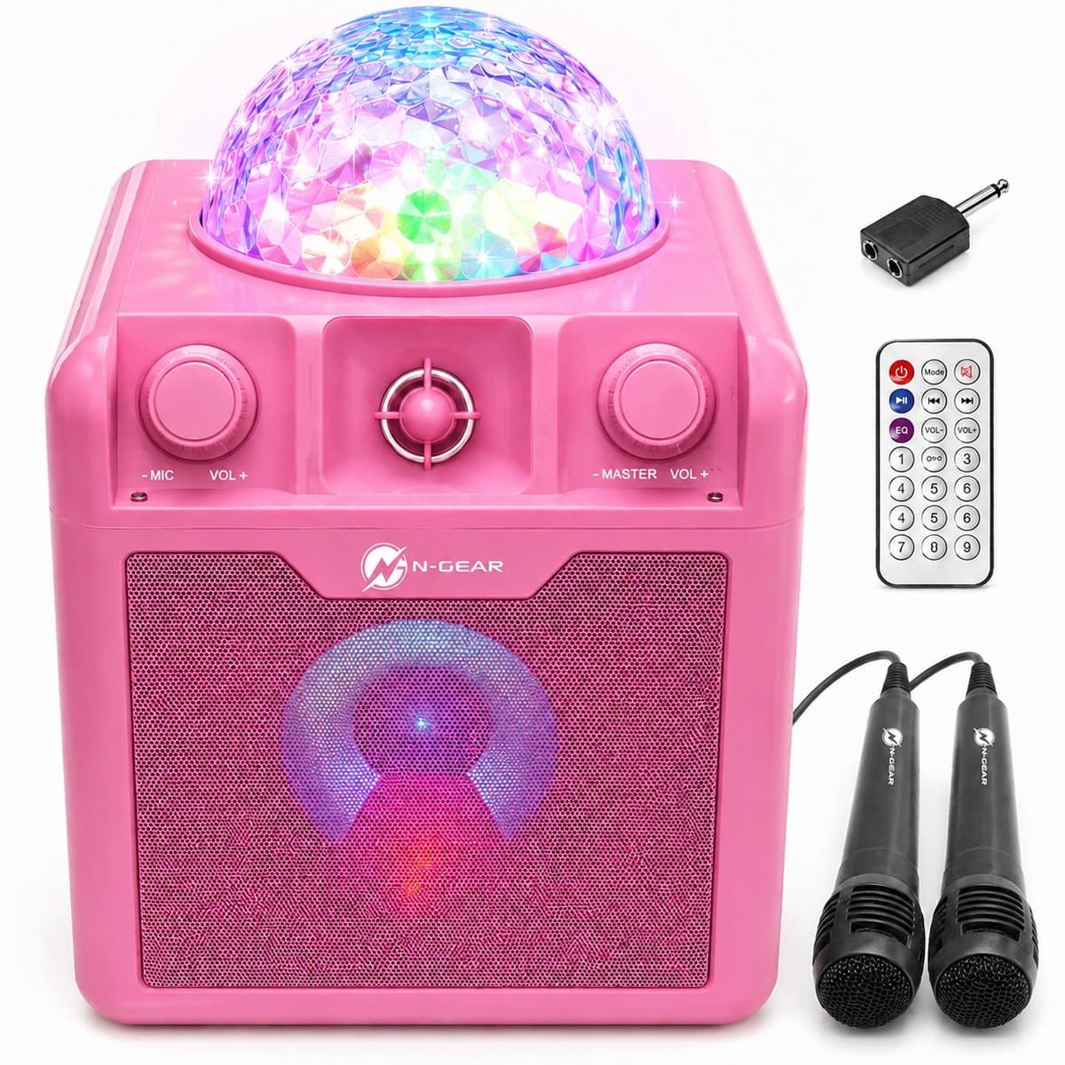 N-GEAR Disco Block 410 - Bluetooth Speaker - Karaoke Set - Party Box met 2 Microfoons - Roze — afbeelding 1