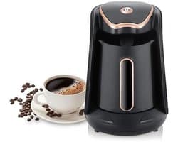 Elektrisch Turks koffiezetapparaat, 600 watt, 300 ml, capaciteit voor 4 kopjes, met overloopbeveiliging en droogkookbeveiliging.