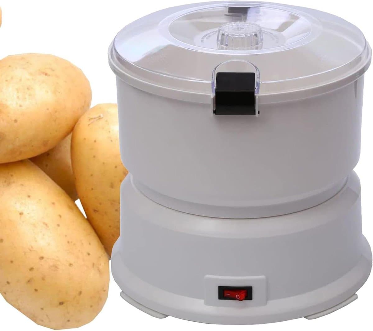 Elektrische Aardappelschiller - Keukenmachine Groente - Moeiteloos Schillen - Automatische Rotatie - 1 kg Capaciteit - Wit — afbeelding 1