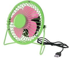 aladdien - USB-ventilator - Mini Retro Fan - Coole retro-look - Groen - Roze - Ventileren - Binnen - Perfect voor slaapkamer en thuiskantoor