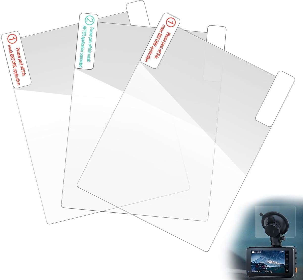 Allecto - auto-camera-accessoires - antistatische folies - helder zicht - transparant - statische stickers - geschikt voor dashcams — afbeelding 1