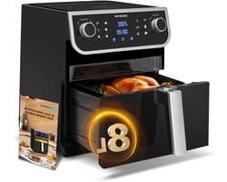 Heteluchtfriteuse - Airfryer - Gezond Koken - XXL Capaciteit - 8 Liter - Zilver