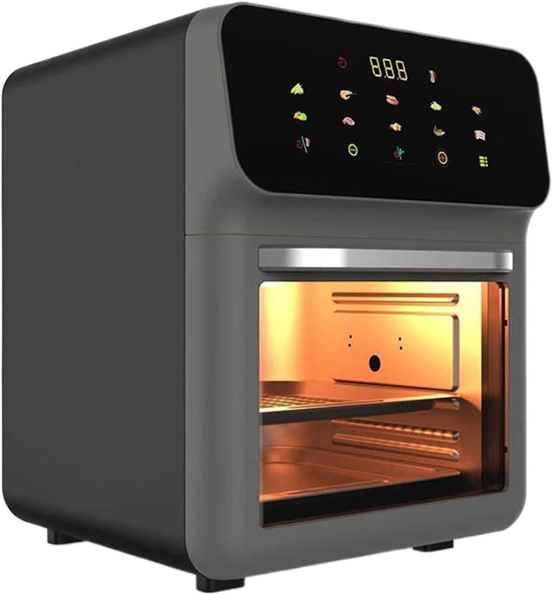 Heteluchtfriteuse Oven - Convectieoven Airfryer - Gezinsmaaltijden Bereiden - Transparant Kijkvenster - 15 liter - Zwart — afbeelding 1