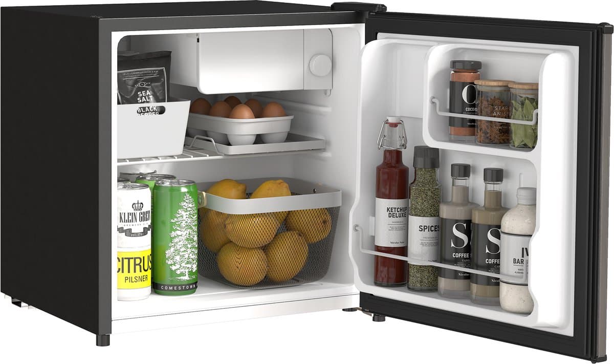 Mini Koelkast - 46L Zilver Verplaatsbaar Vrijstaand Met - Omkeerbare Deur Verstelbare Thermostaat 0-8°C - Stille 41dB Energieklasse F - Voor Thuis Slaapkamer Kantoor Hotel Drankkoelkast Kleine Koelkas — afbeelding 1