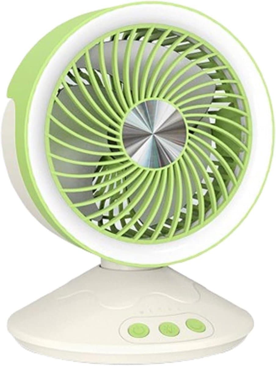 Tafelventilator - Draagbare ventilator - Luchtcirculatie thuis - 4 snelheden met nachtlicht - 160x215mm - Grasgroen — afbeelding 1