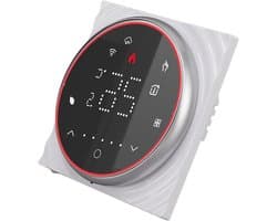 Slimme Thermostaat - Digitale Regelaar - Thuisverwarming Instellen - Ultradun Paneel - LED Display - Zwart