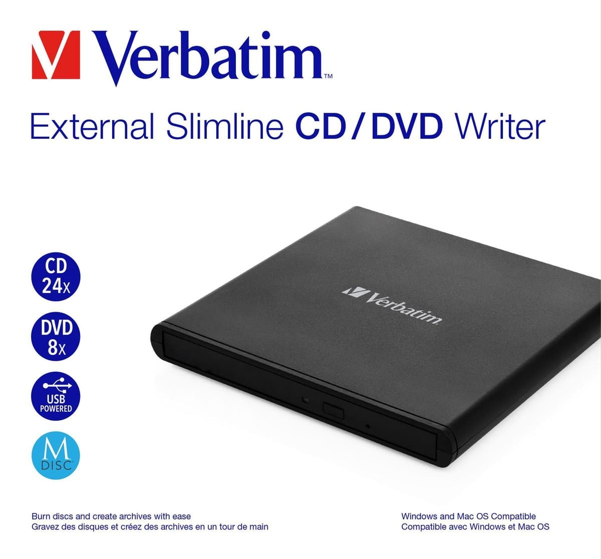 Verbatim MOBILE DVD REWRITER USB 2.0 lig — afbeelding 1