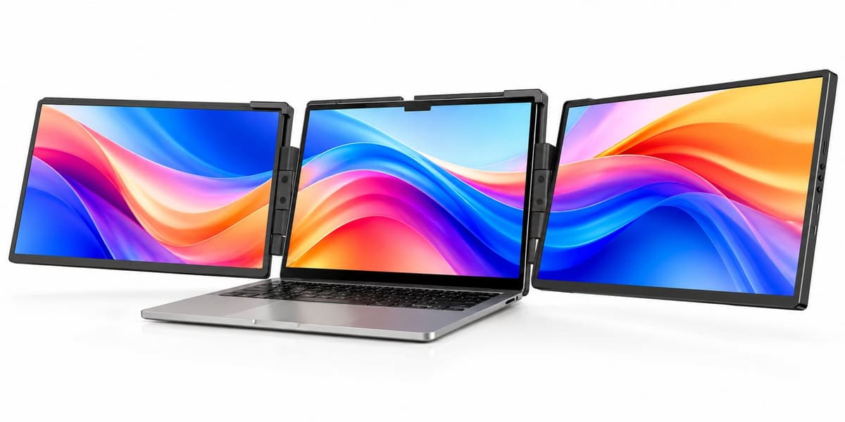 ITRONIQ Laptop Scherm Uitbreider 14 Inch - Dubbele Monitor 2K IPS - Triple Screen Extender - 60Hz - USB-C HDMI - Draagbaar Zwart — afbeelding 1