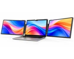ITRONIQ Laptop Scherm Uitbreider 14 Inch - Dubbele Monitor 2K IPS - Triple Screen Extender - 60Hz - USB-C HDMI - Draagbaar Zwart