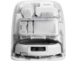 DJI Robotstofzuiger ROMO P2 - Clean More Combo (Water Tank Version) - Robotstofzuiger met dweilfunctie - 36.000 Pa zuigkracht - Geschikt voor dierenhaar - Zelfreinigende dweil