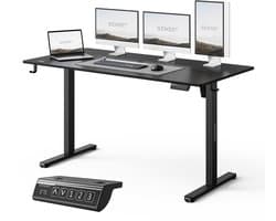 SENSE7 NOJO LIGHT - Zit Sta Bureau - 140 cm x 70 cm - Elektrisch bureau - Verstelbare bureau - Elektrische Hoogteverstelling - Hoogte 72-118 cm - Intelligent Bedieningspaneel - Zwart