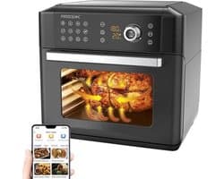 AirFryer XXL - Heteluchtfriteuse - Airfryer - App-bediening - Oven - Rotisserie - Dehydrator - Touchscreen - Turbofunctie - 12 in 1 - 1700 watt - Zwart