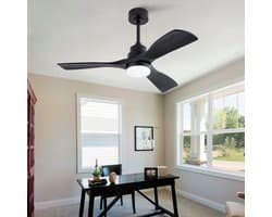 DESMIU Plafondventilator Met Verlichting – 107 cm – Stille Omkeerbare Gelijkstroommotor – ABS – Zwart – Afstandsbediening Met Dimbaar Licht