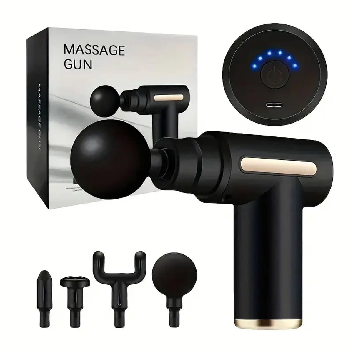Massage Gun Compact - Spiermassage Apparaat - Percussie Massage - 6 Standen - 4 Opzetstukken - Type-C Opladen - Met Opbergcase - Voor Sport en Herstel — afbeelding 1
