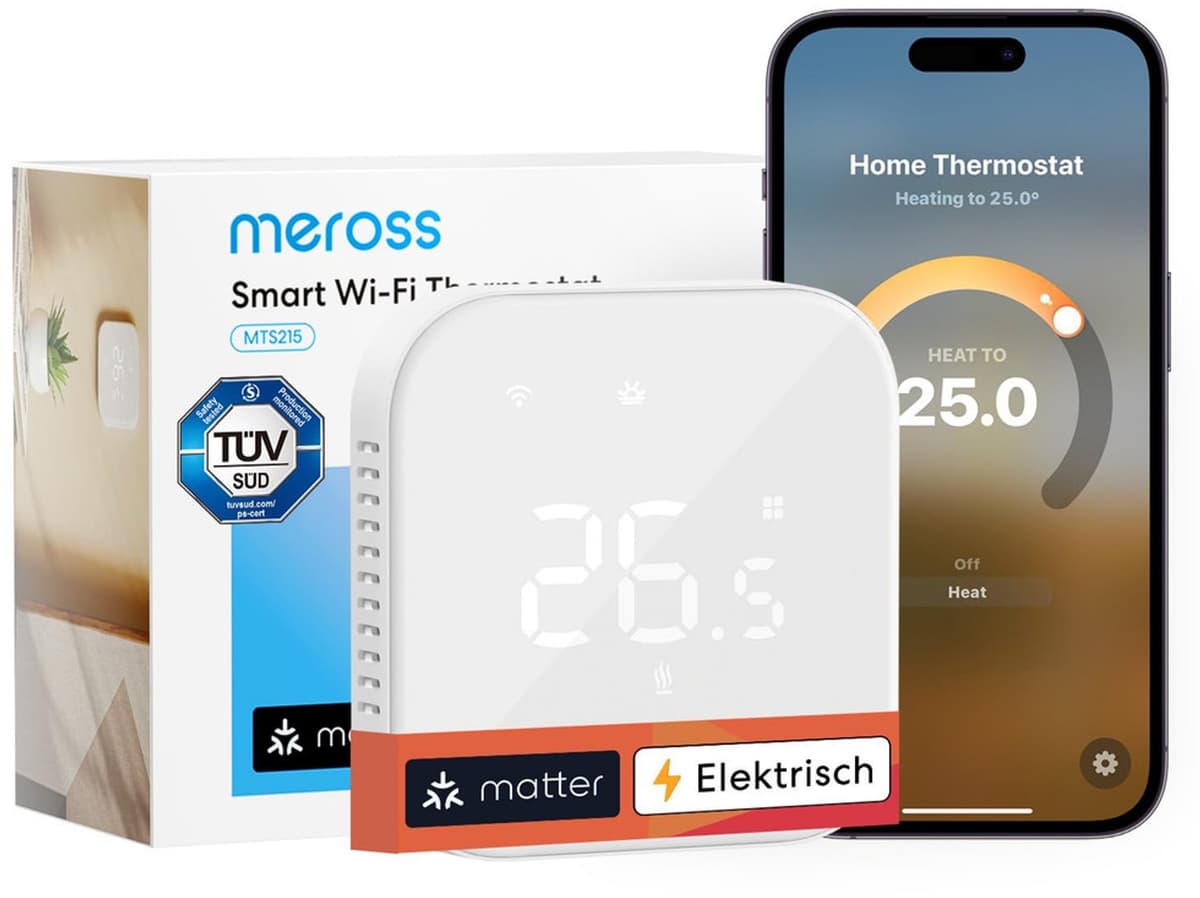 Slimme elektrische thermostaat, wifi, vloerverwarming, kamerthermostaat, verwarmen en koelen, compatibel met en Google, spraakbediening, afstandsbediening en tijdschema — afbeelding 1